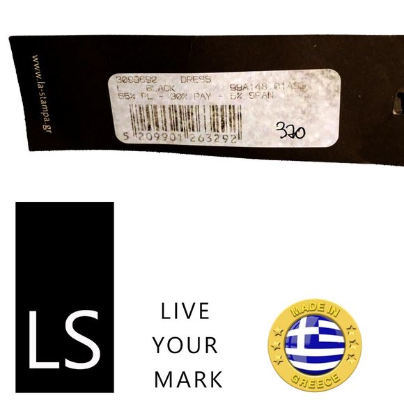 Luxury Unique La Stampa made in Greece Black cargo dress, One shoulder - Picture 7 of 7